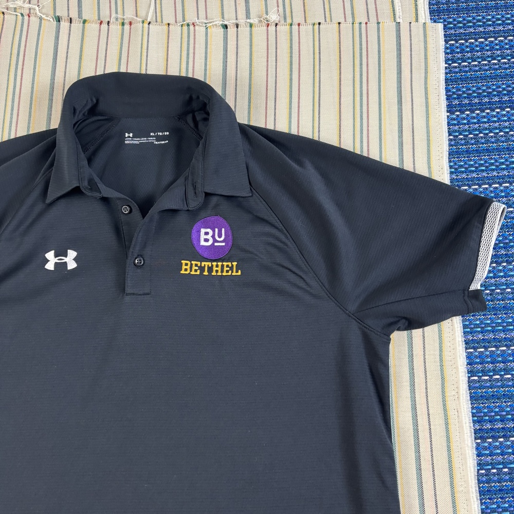 Bethel Polo Shirt Mens XL Black NCAA College Under Armour HeatGear BU Logo EC
